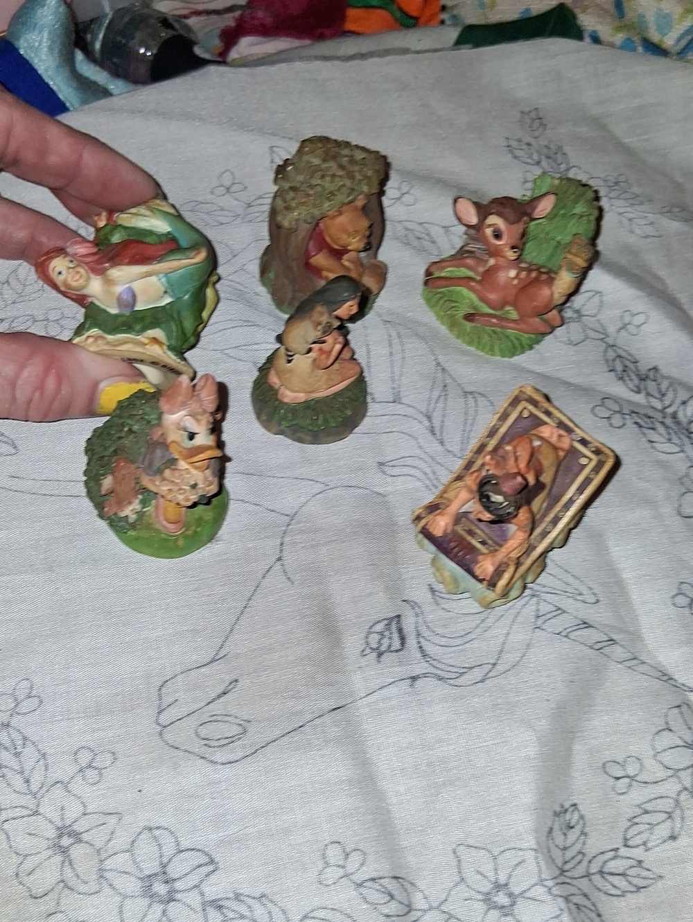 Disney Mini Woodland Character Figurine Lot - Brown, Green, Red, Yellow